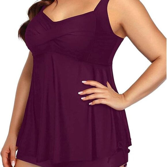 Aqua Eve Women Plus Size Tankini Swimsuit Two Piece 22W - Picture 4 of 6